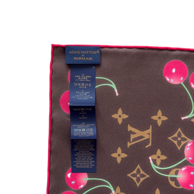 LOUIS VUITTON *極罕* 聯乘 村上隆 車厘子 老花 絲巾-6