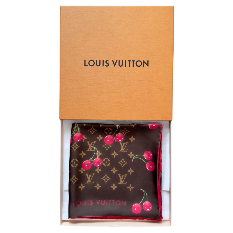 LOUIS VUITTON *極罕* 聯乘 村上隆 車厘子 老花 絲巾-9