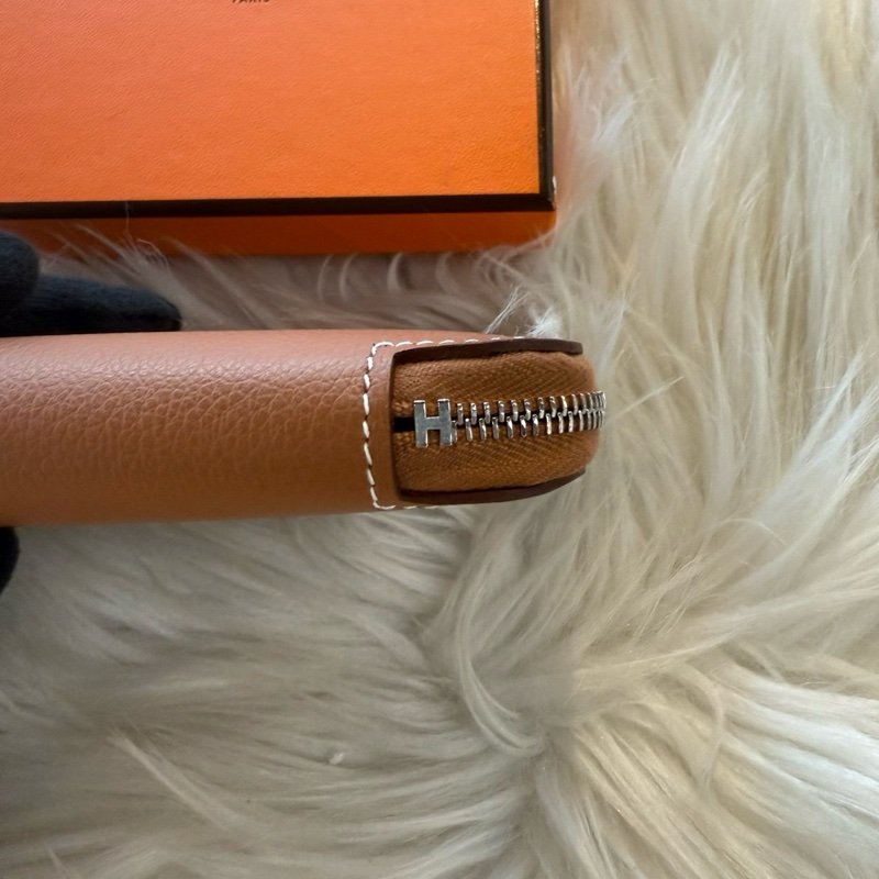 HERMES 棕色絲巾零錢包 全新-5