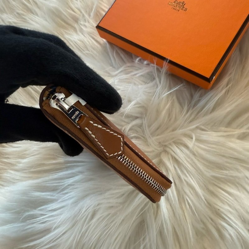 HERMES 棕色絲巾零錢包 全新-6