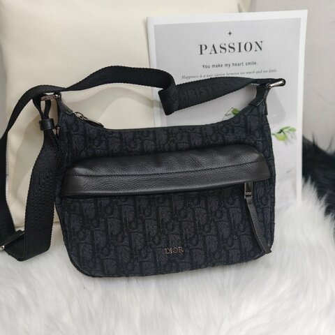 Dior 小號 Rider Soft 水餃包 牛皮拼尼龍拼帆布