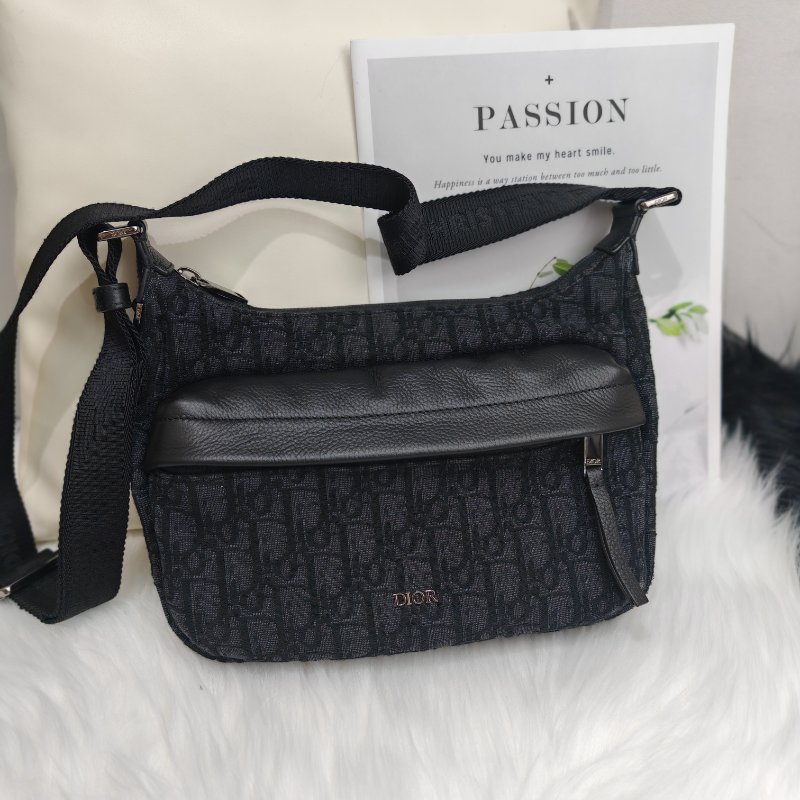 Dior 小號 Rider Soft 水餃包 牛皮拼尼龍拼帆布-0