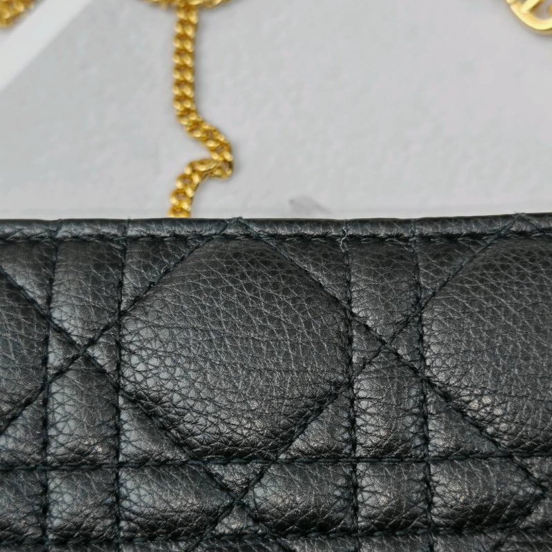 Dior Caro 黑色 藤格紋 牛皮 中號 金鏈-4