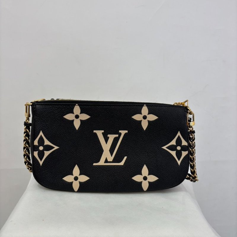 LOUIS VUITTON黑壓紋拼色牛皮Multi Pochette-2