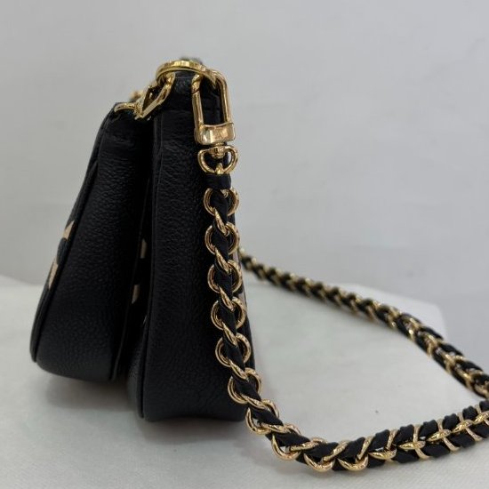 LOUIS VUITTON黑壓紋拼色牛皮Multi Pochette-3