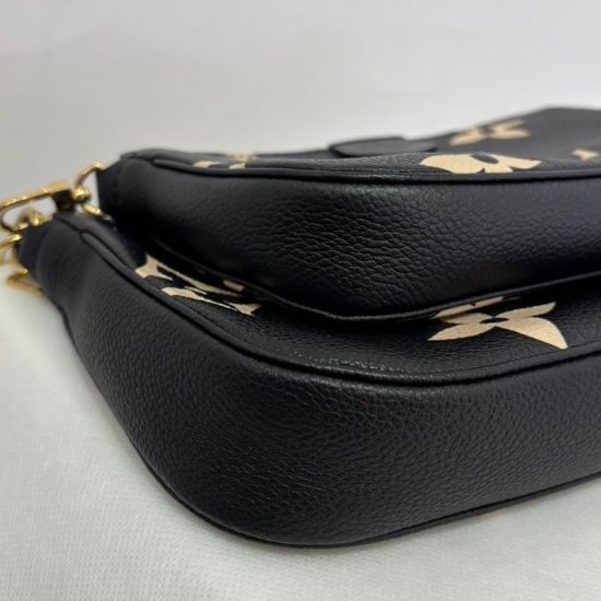 LOUIS VUITTON黑壓紋拼色牛皮Multi Pochette-5