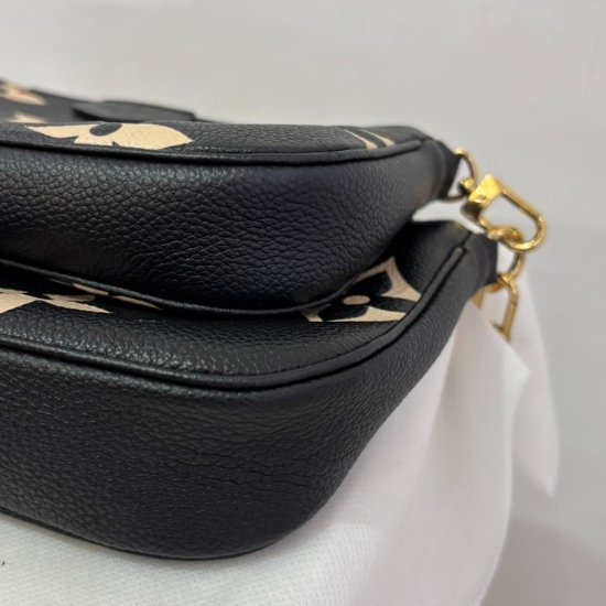 LOUIS VUITTON黑壓紋拼色牛皮Multi Pochette-6