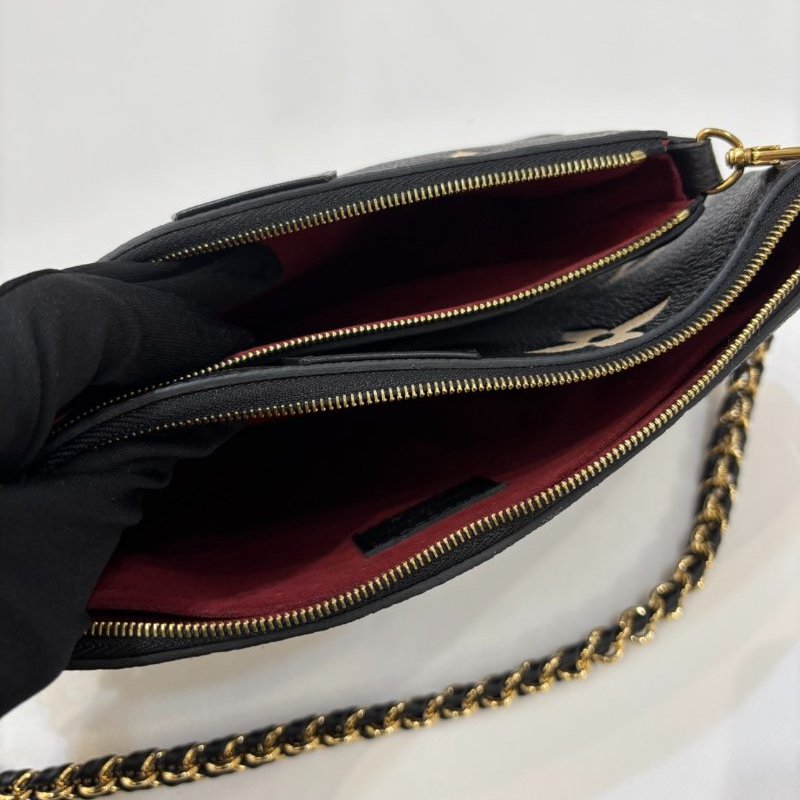 LOUIS VUITTON黑壓紋拼色牛皮Multi Pochette-7