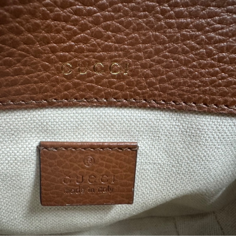 GUCCI 經典1955 Horsebit 系列馬銜釦GG印花丹寧布雙背帶肩背/斜背包 (藍色)-6