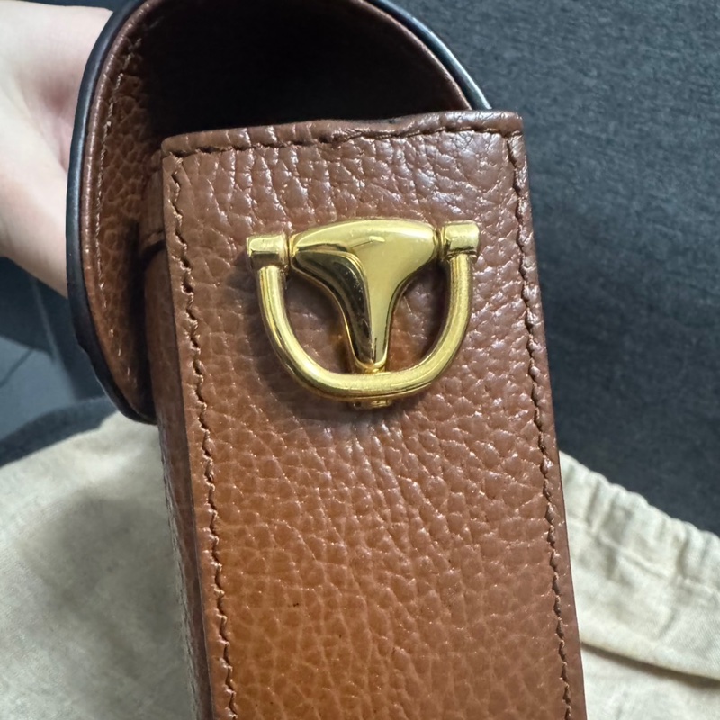 GUCCI 經典1955 Horsebit 系列馬銜釦GG印花丹寧布雙背帶肩背/斜背包 (藍色)-10