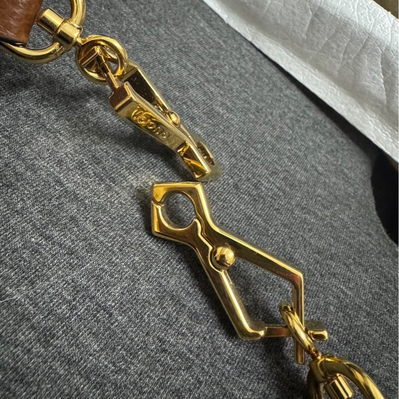 GUCCI 經典1955 Horsebit 系列馬銜釦GG印花丹寧布雙背帶肩背/斜背包 (藍色)-12