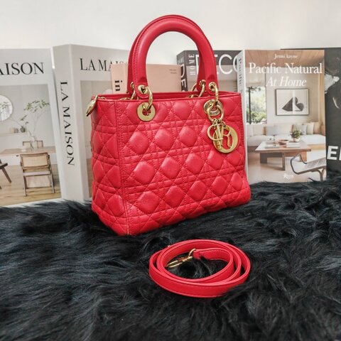 Dior 迪奧 紅色五格戴妃包