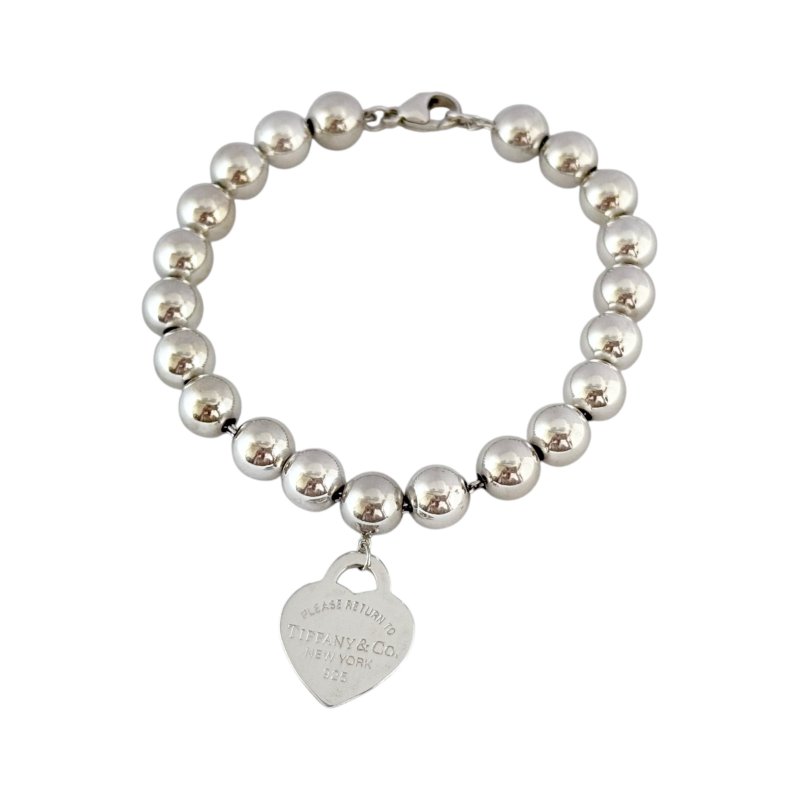 TIFFANY & CO. Return To Tiffany 8mm珠珠 純銀 愛心💗 手鏈-0