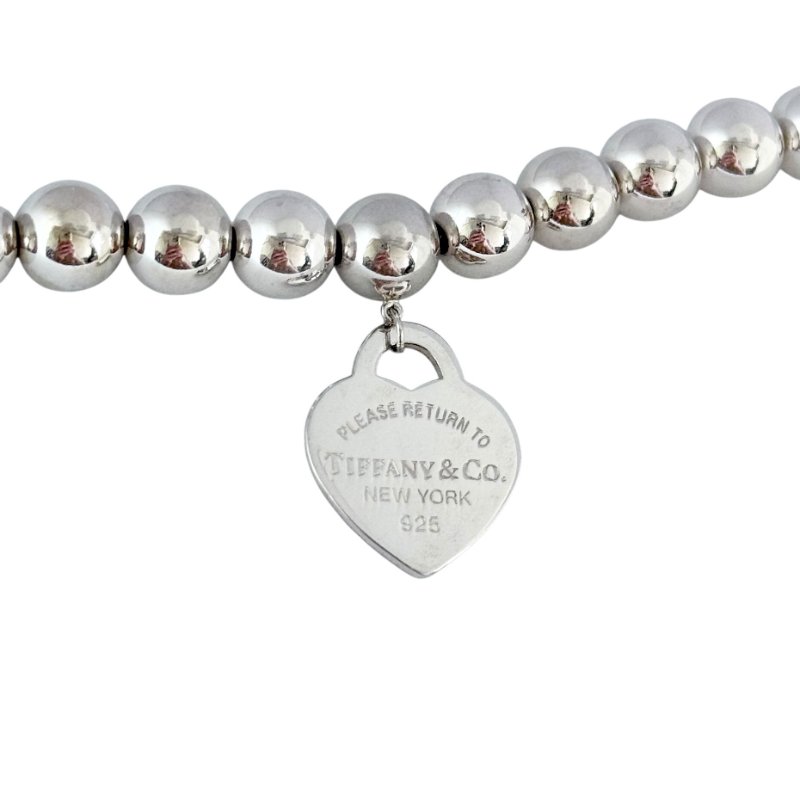 TIFFANY & CO. Return To Tiffany 8mm珠珠 純銀 愛心💗 手鏈-5