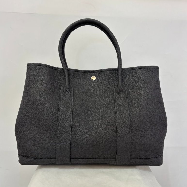 HERMES 深灰牛皮銀釦 Negonda G-P 36cm-0