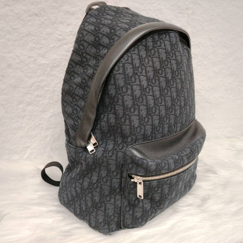 Dior Oblique 雙肩包 黑色 老花 塗層帆布拼牛皮 30 黑標-2