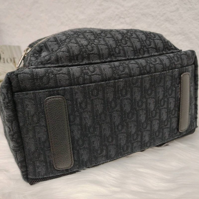 Dior Oblique 雙肩包 黑色 老花 塗層帆布拼牛皮 30 黑標-3