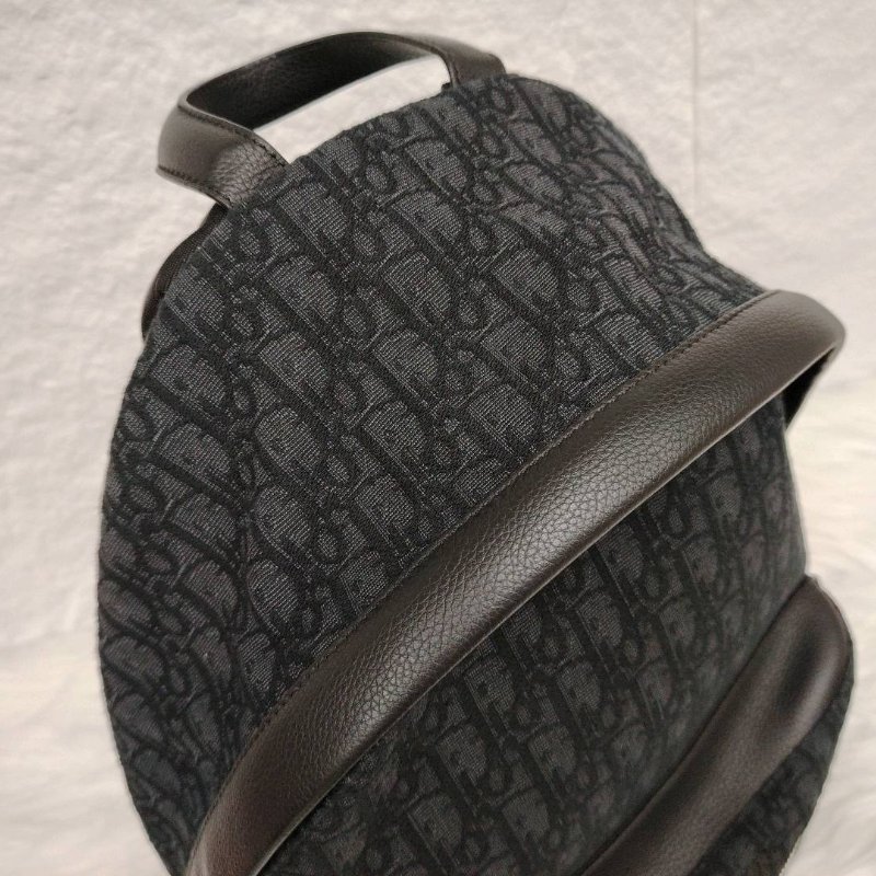 Dior Oblique 雙肩包 黑色 老花 塗層帆布拼牛皮 30 黑標-4