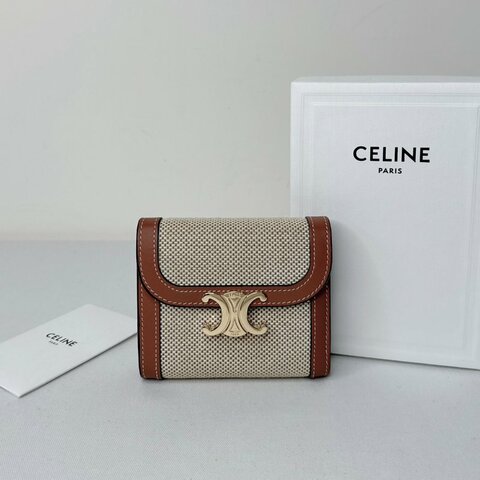 CELINE TRIOMPHE帆布三折短夾