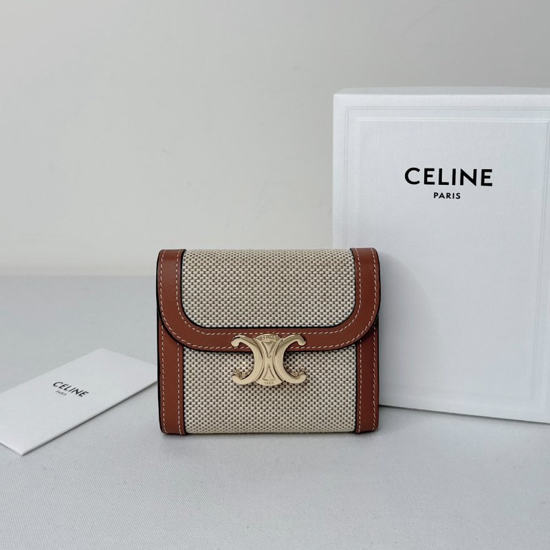 CELINE TRIOMPHE帆布三折短夾-0