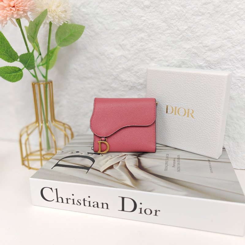 Dior 迪奧 粉色Saddle Lotus 錢包-0