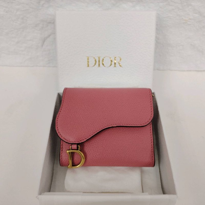Dior 迪奧 粉色Saddle Lotus 錢包-1