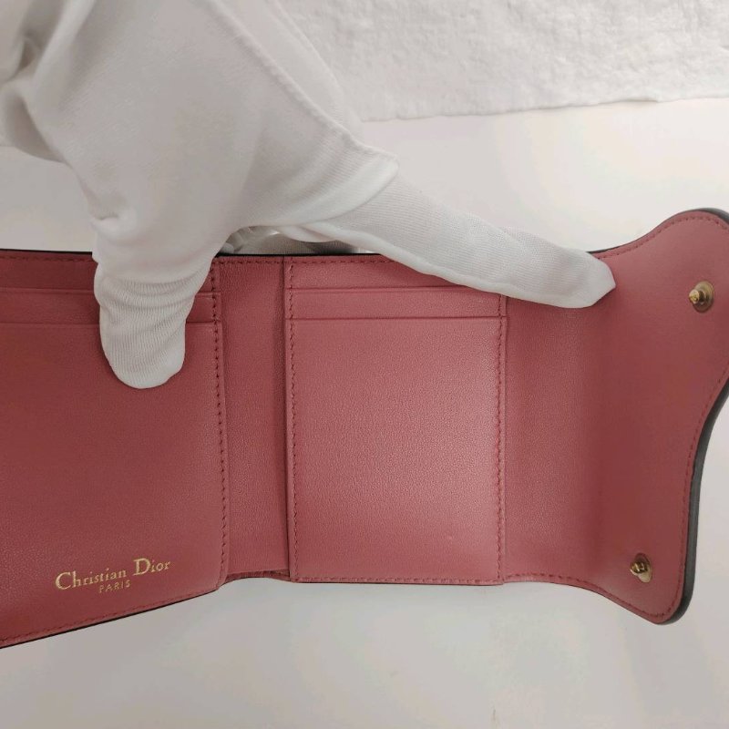 Dior 迪奧 粉色Saddle Lotus 錢包-5