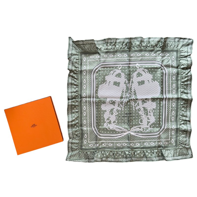 HERMES *極罕* Brides de Gala Bandana a Pois 荷葉花邊 圍巾-0