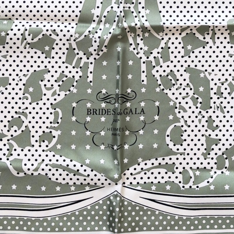 HERMES *極罕* Brides de Gala Bandana a Pois 荷葉花邊 圍巾-2