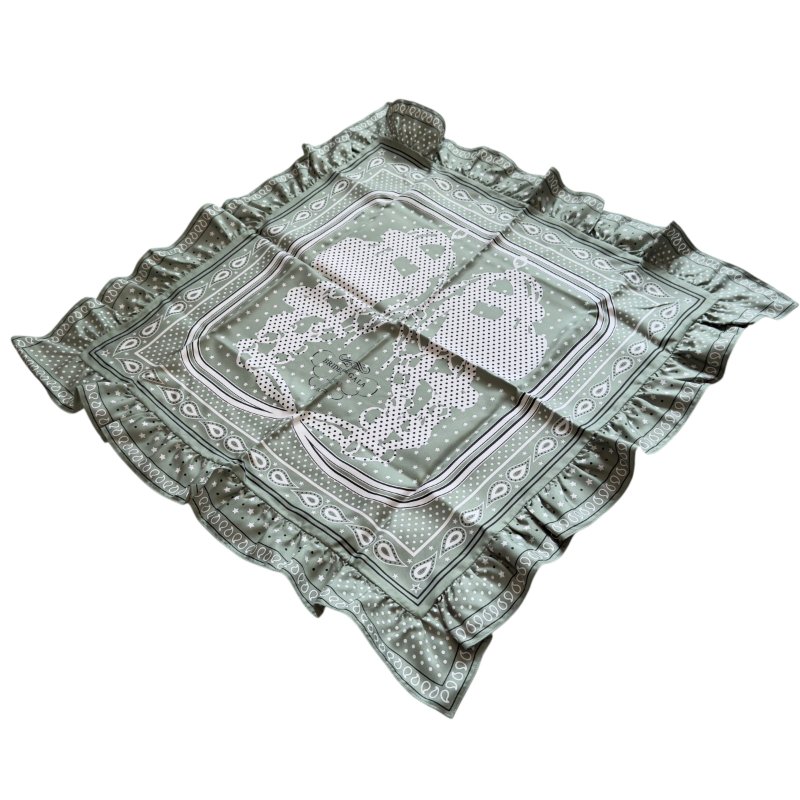HERMES *極罕* Brides de Gala Bandana a Pois 荷葉花邊 圍巾-4