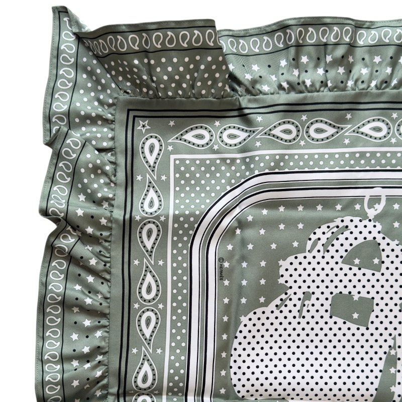 HERMES *極罕* Brides de Gala Bandana a Pois 荷葉花邊 圍巾-6