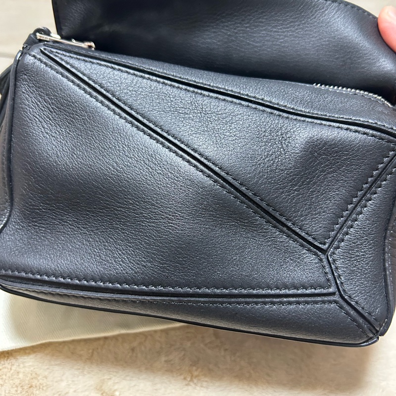 #大全配 LOEWE(羅意威) Puzzle 18 幾何包 迷你 MINI 黑色-10