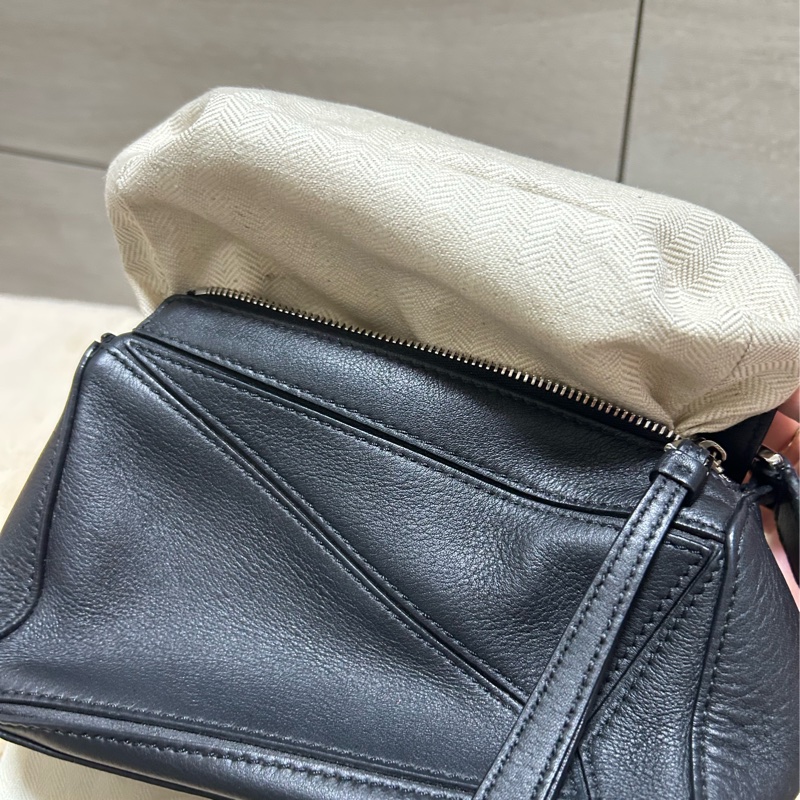 #大全配 LOEWE(羅意威) Puzzle 18 幾何包 迷你 MINI 黑色-15