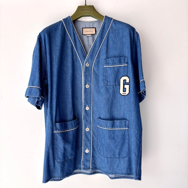 ::GUCCI:: 單寧Ｇ字刺繡上衣 外罩衫 Denim shirt with G patch-1