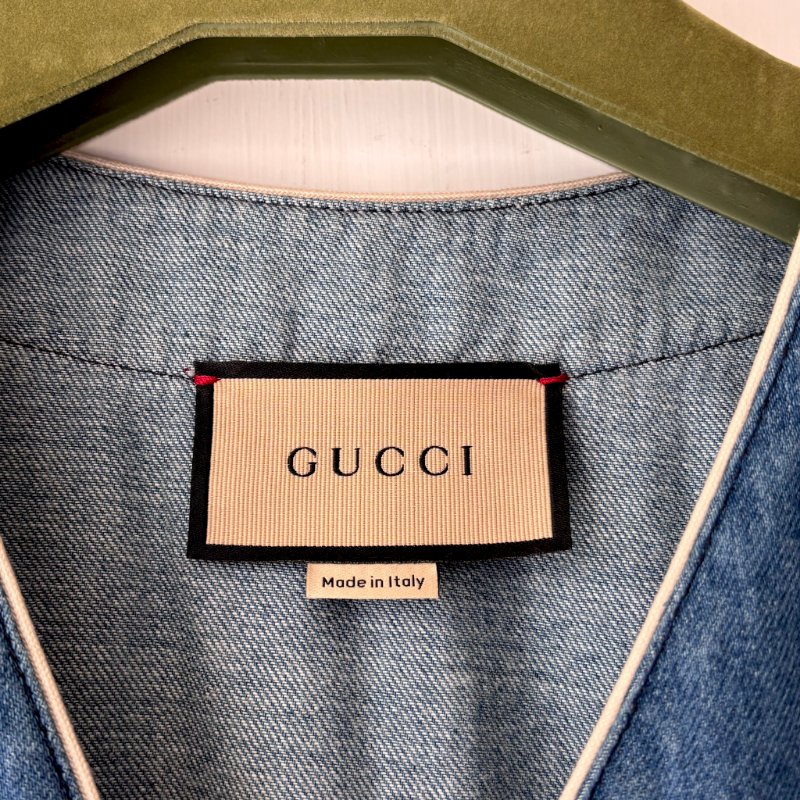 ::GUCCI:: 單寧Ｇ字刺繡上衣 外罩衫 Denim shirt with G patch-5