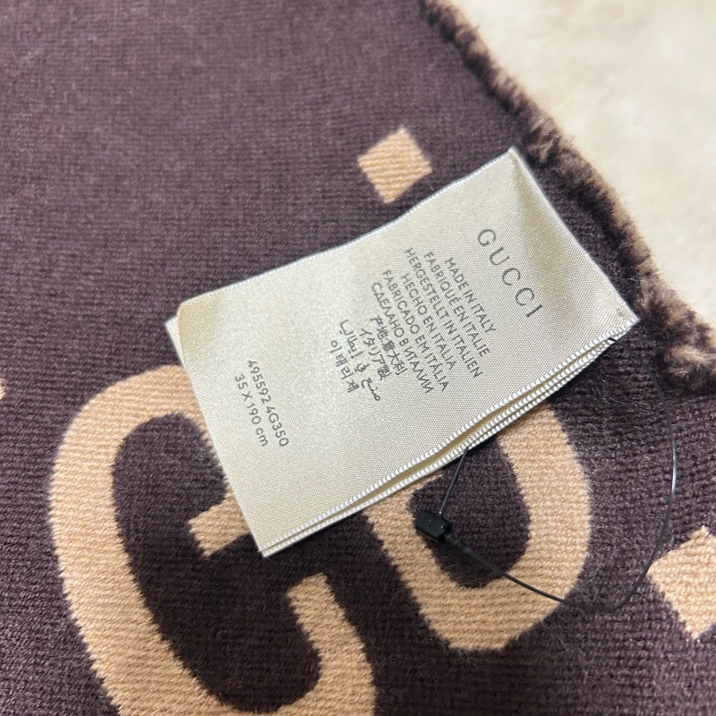 GUCCI 雙Glogo 厚款雙色羊毛桑蠶絲圍巾-2