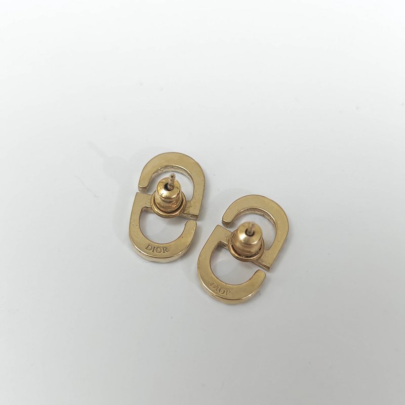 Dior 鑲鉆字母 耳釘-4