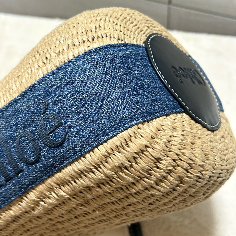 Chloe 牛仔藍牛皮竹編包 竹簍包 草編包 斜背側背手提-4