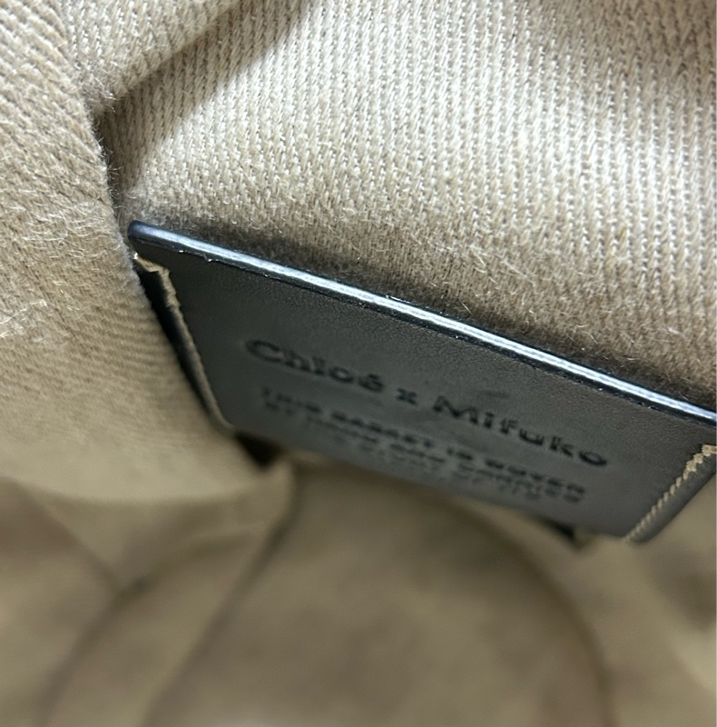 Chloe 牛仔藍牛皮竹編包 竹簍包 草編包 斜背側背手提-7