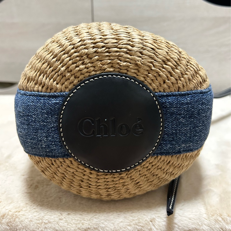 Chloe 牛仔藍牛皮竹編包 竹簍包 草編包 斜背側背手提-14