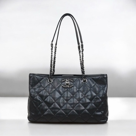 「JL精品代購」98新 Chanel 香奈兒 荔枝牛皮 托特包