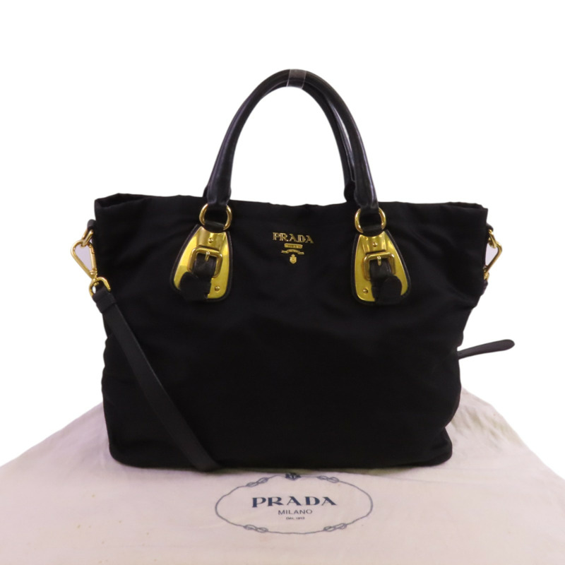 PRADA 尼龍2Way Shoulder金扣手挽肩背兩用袋-9