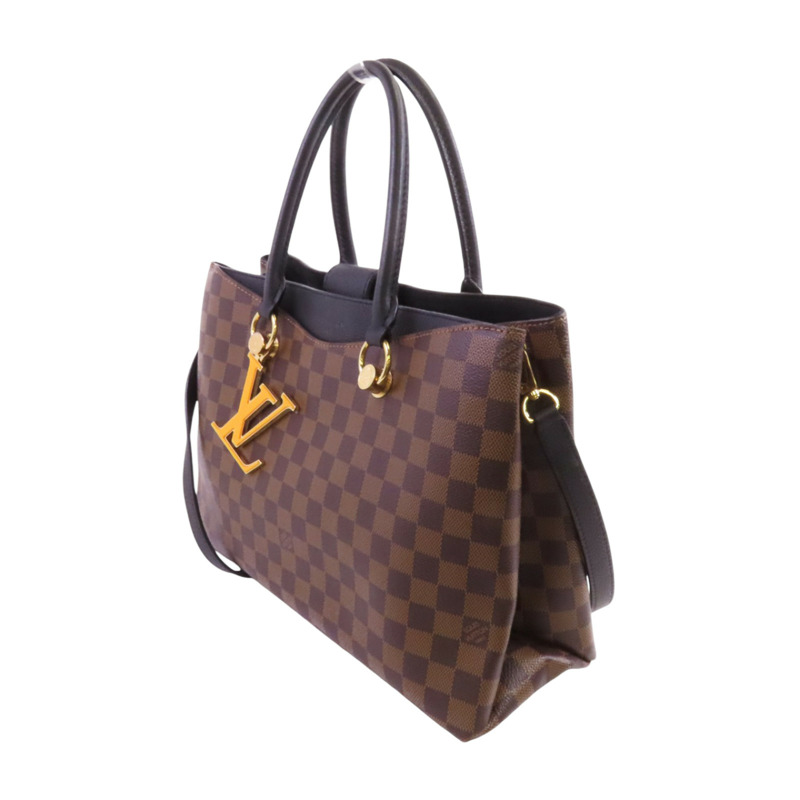 LOUIS VUITTON Damier Ebene Riverside金扣手挽肩背兩用袋-2