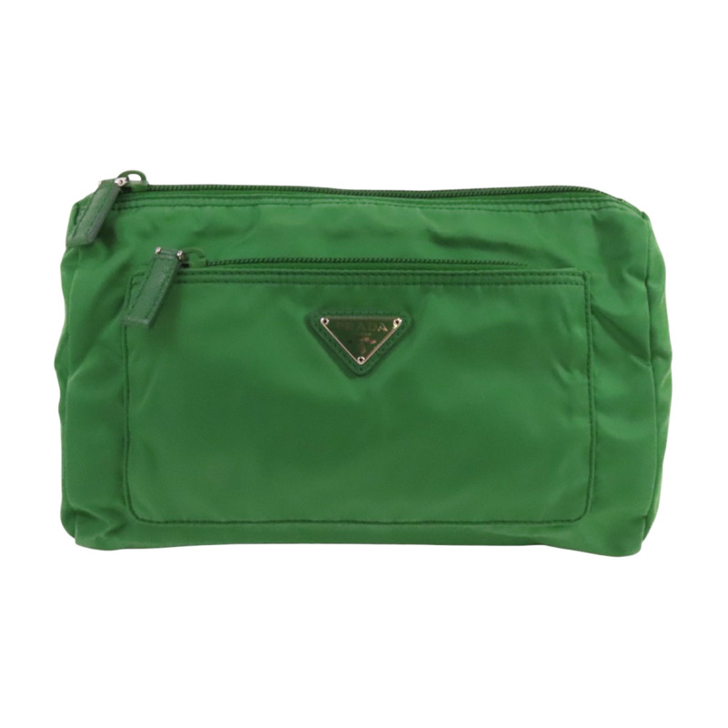 PRADA 尼龍Tessuto Cosmetic Bag Small銀扣手拿包-0