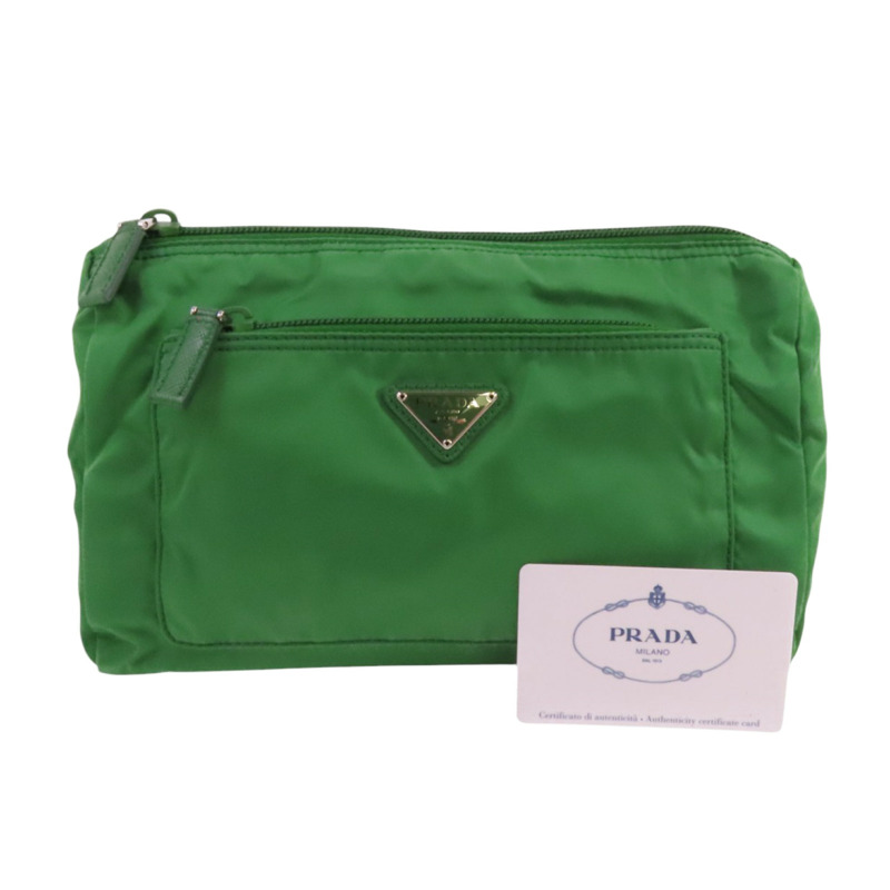 PRADA 尼龍Tessuto Cosmetic Bag Small銀扣手拿包-9