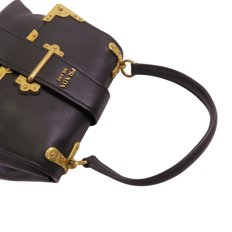 PRADA 牛皮皮革City Bag金扣肩背袋-7
