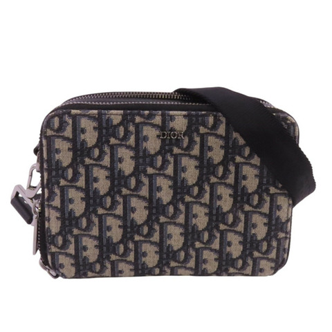 Dior Obriqur帆布Zipped Pouch With Strap銀扣肩背袋