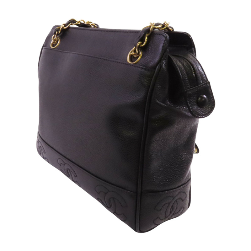 CHANEL 牛皮皮革Vintage Tote Bag金扣鏈帶肩背袋-2