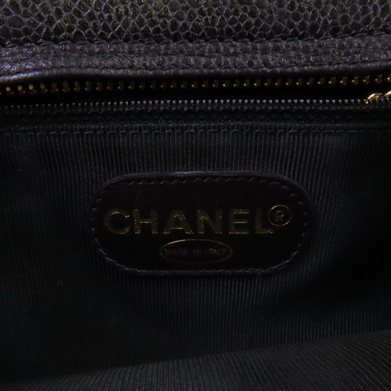 CHANEL 牛皮皮革Vintage Tote Bag金扣鏈帶肩背袋-6