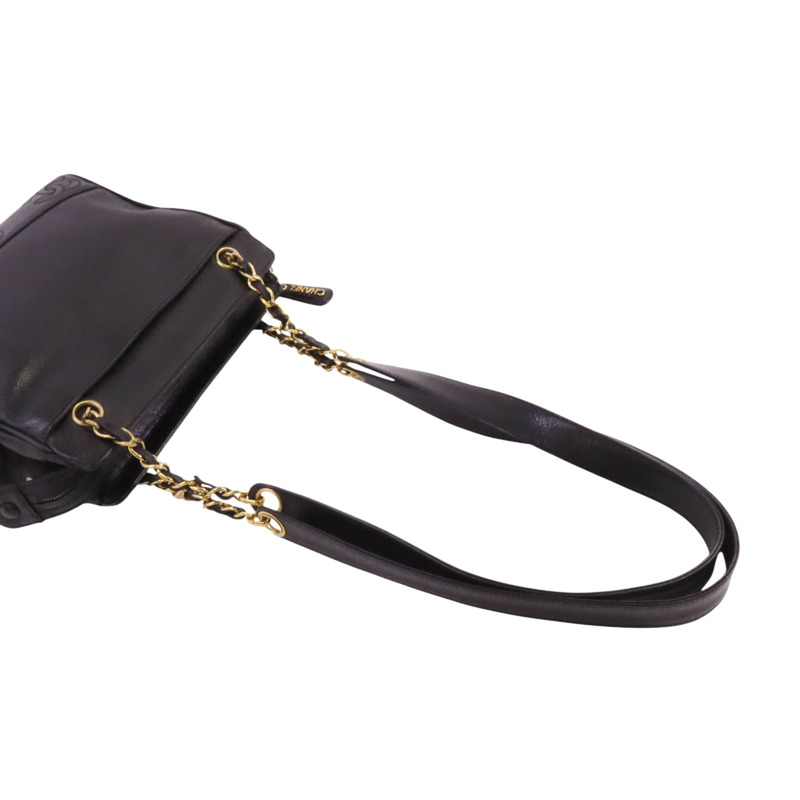 CHANEL 牛皮皮革Vintage Tote Bag金扣鏈帶肩背袋-7